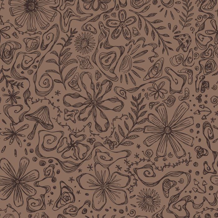 Bring eclectic artistry with our Cosmic Tangle wallpaper, a hand-drawn mix of florals, stars, mushrooms, and doodles on cream.