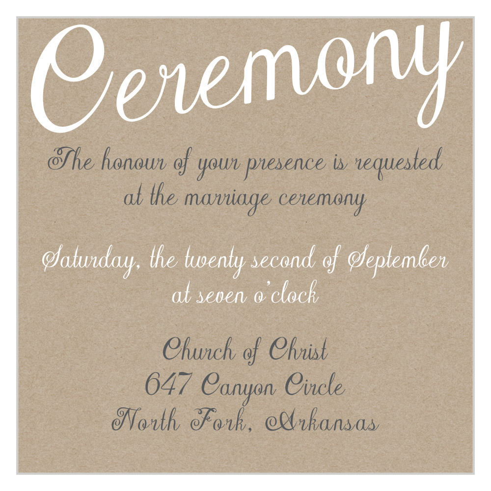 Elegant Kraft Ceremony Cards