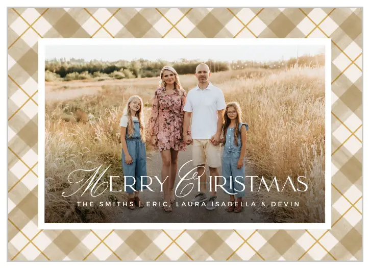 Share your favorite memory with our Plaid Wrapping Christmas Cards.