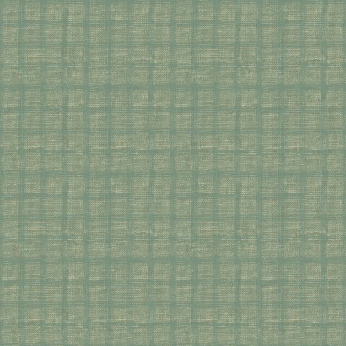 The Woven Checks Wallpaper features a refined, crosshatched grid pattern in deep sage green and muted tan tones, inspired by handwoven textiles.
