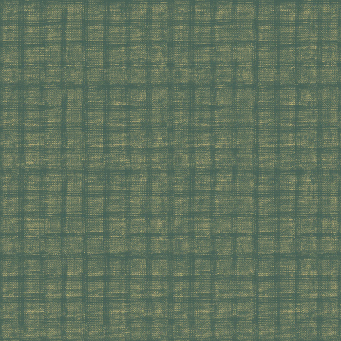 The Woven Checks Wallpaper features a refined, crosshatched grid pattern in deep sage green and muted tan tones, inspired by handwoven textiles.
