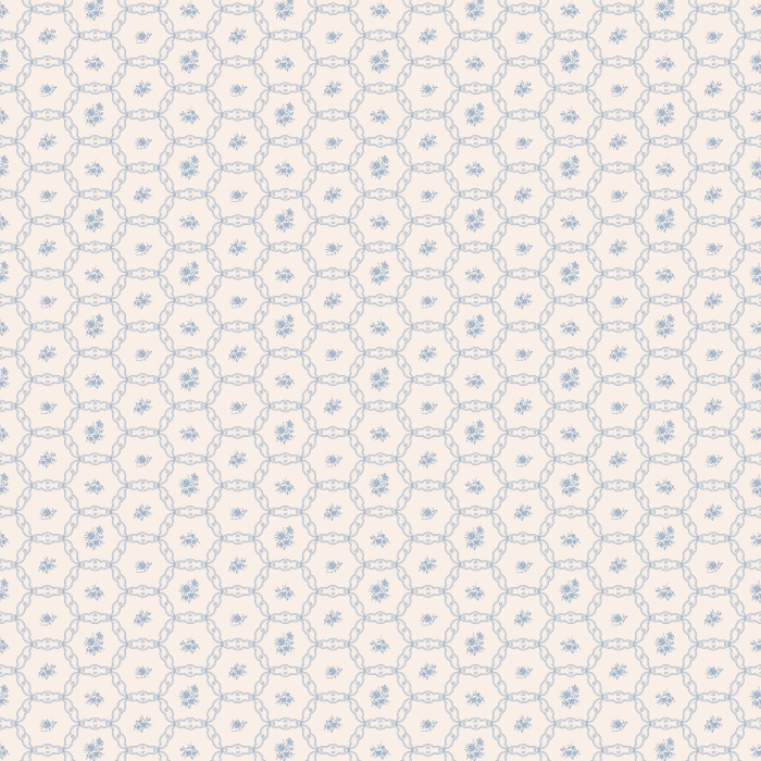 The Tea Saucers Wallpaper features a delicate geometric pattern of interlocking circles and dots inspired by vintage teacup motifs.