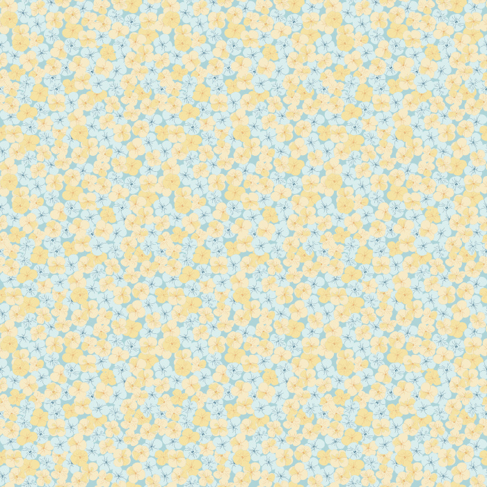 The Groovy Flowers Wallpaper features a playful retro floral pattern in soft blue and golden yellow tones that instantly brightens any room.
