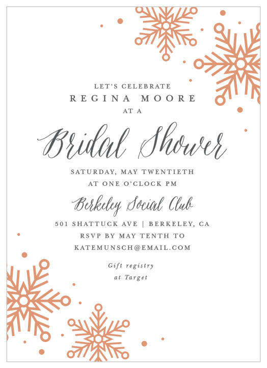Bring your favorite people together to celebrate with our Falling Snow Bridal Shower Invitations! 