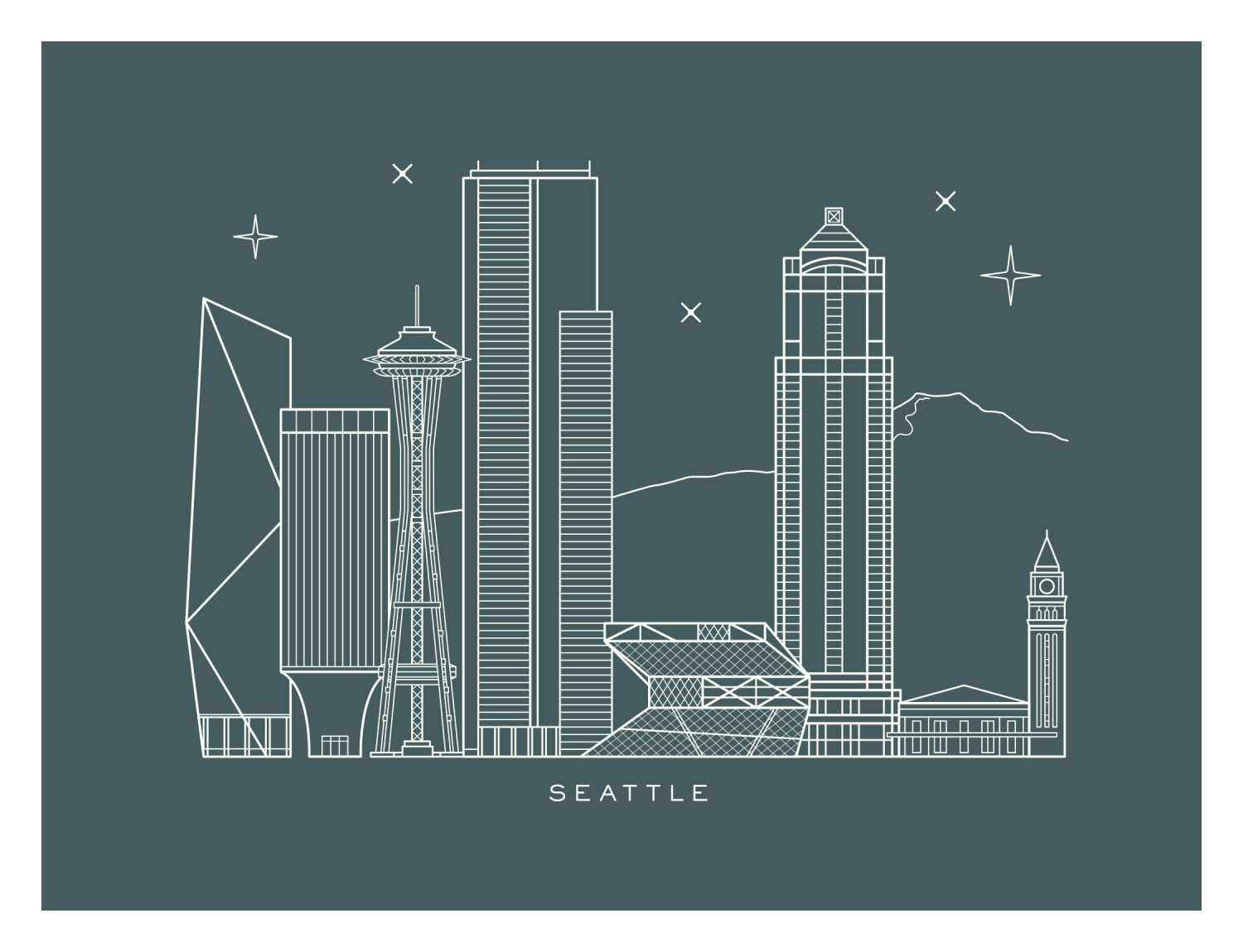 Seattle Skyline Art Print