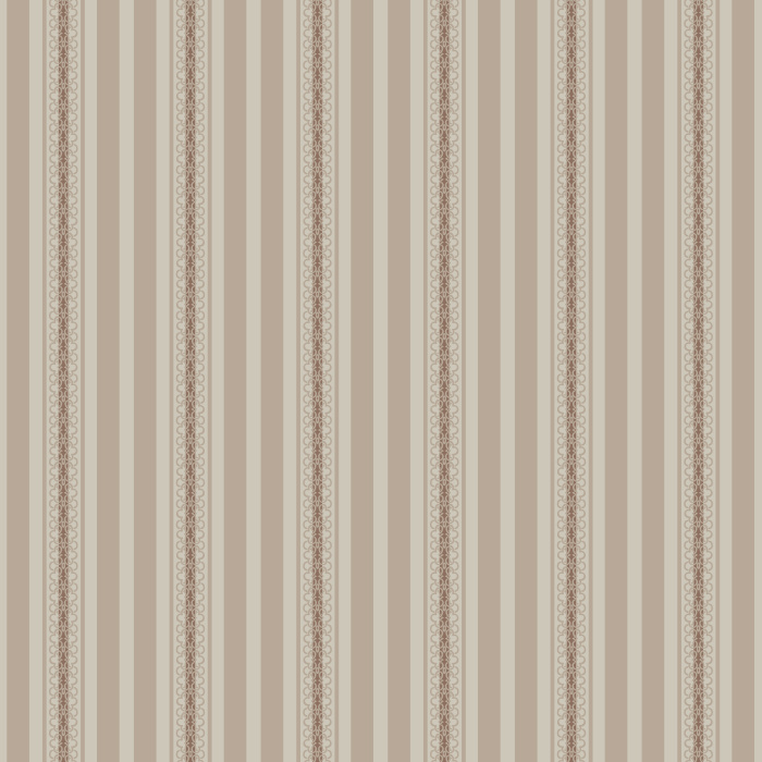 Edith Stripe Wallpaper blends classic vertical striping with delicate ornamental accents in warm taupe and soft cream tones.