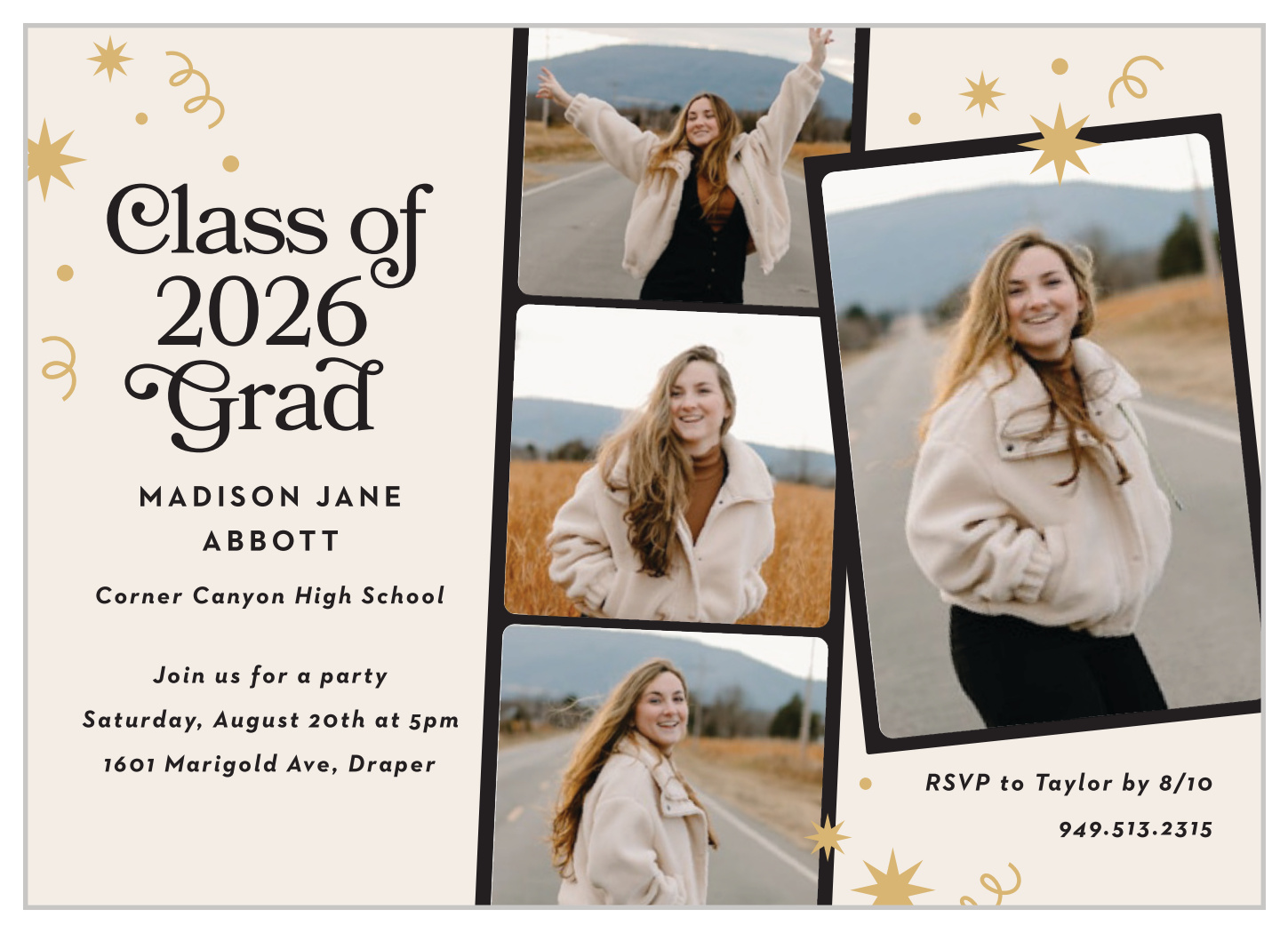 Retro Confetti Graduation Invitation