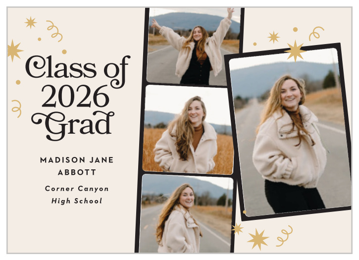 Spread the exciting news with our Retro Confetti Graduation Announcements.