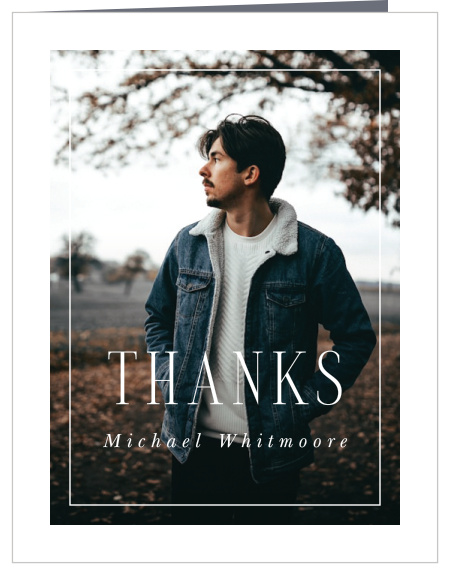 Share your appreciation with everyone who helped you make it to this milestone with our Focused Frame Graduation Thank You Cards.