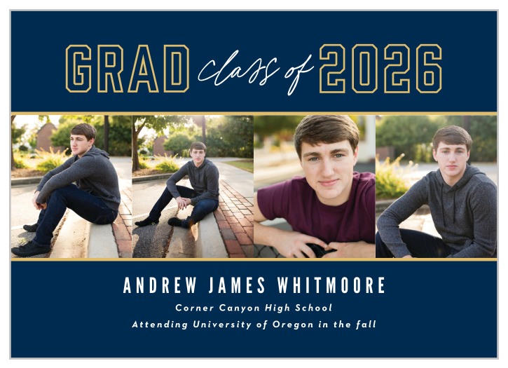 Spread the exciting news with our Campus Colors Graduation Announcements.