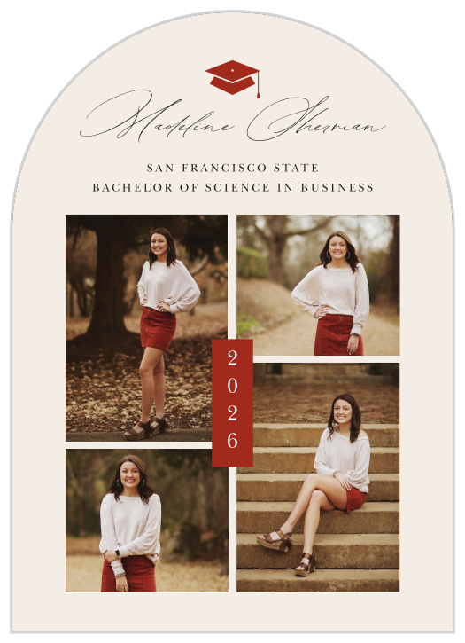 Shout out the good news with our Pop of Color Arched Graduation Announcements.