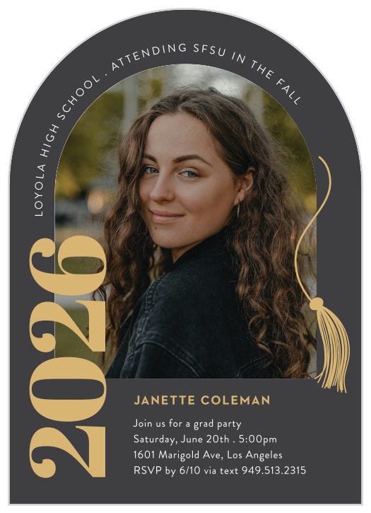 Send out the news in stunning fashion with our Arch & Tassel Graduation Invitations. 