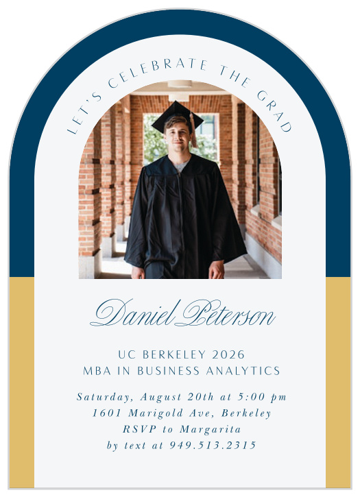 Share your school spirit with our Duo Tone Arched Graduation Invitations.