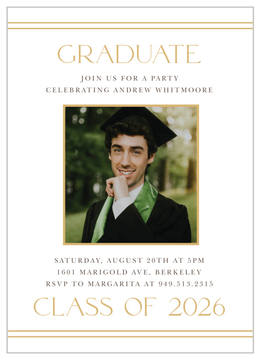 Share your triumph with our Classy Trim Graduation Invitations. 