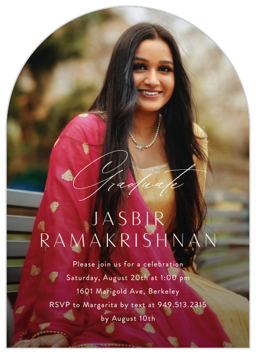 Share the exciting news in style with our Rounded Frame Arched Graduation Invitations.