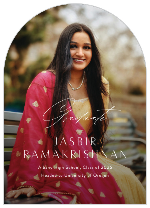 Share the exciting news in style with our Rounded Frame Arched Graduation Announcements.