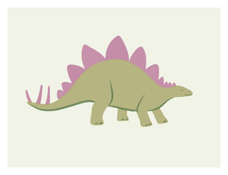Bring prehistoric fun to your walls with this Stegosaurus Dinosaur Art Print, a playful illustration perfect for young dinosaur lovers.