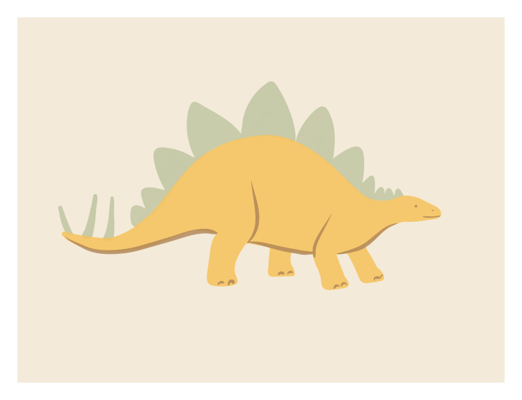 Bring prehistoric fun to your walls with this Stegosaurus Dinosaur Art Print, a playful illustration perfect for young dinosaur lovers.