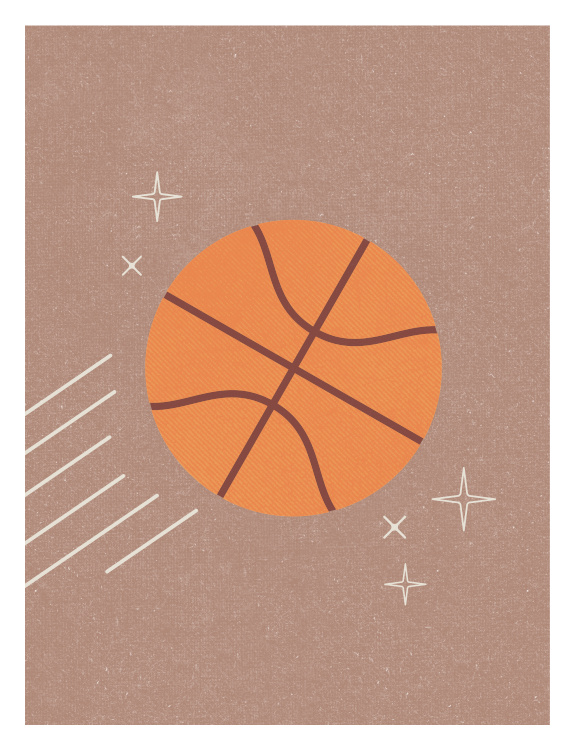 Score big style points with this Basketball Art Print, a playful sports illustration designed for young athletes and basketball fans.
