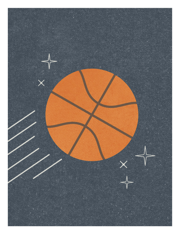 Score big style points with this Basketball Art Print, a playful sports illustration designed for young athletes and basketball fans.