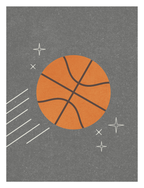 Score big style points with this Basketball Art Print, a playful sports illustration designed for young athletes and basketball fans.