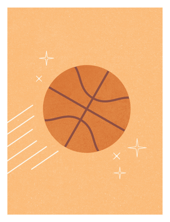 Score big style points with this Basketball Art Print, a playful sports illustration designed for young athletes and basketball fans.