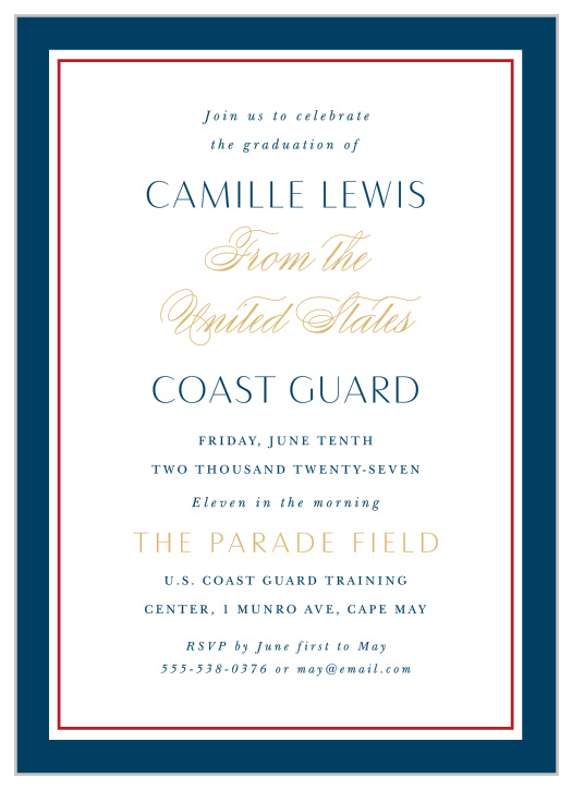 Celebrate the honor you've earned with our Coast Guard Graduation Announcements. 