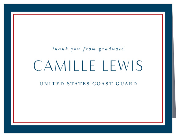 Let family and friends know how much you appreciated their presence at your celebration with our Coast Guard Graduation Thank You Cards.