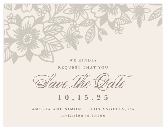 Family and friends are sure to rush to their calendars to pencil in your wedding date when they see our Elegant Lace Save the Date Magnets.