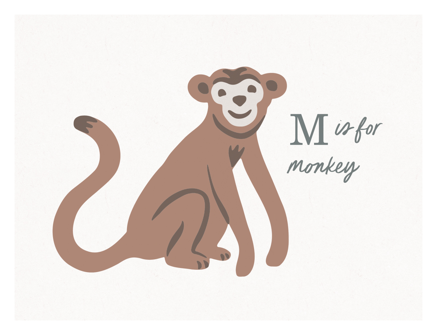 Animal Names Monkey Art Print