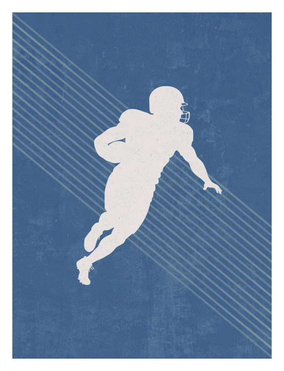 Bring action and excitement to your walls with this Boys Sports Football Art Print, featuring a bold silhouette of a football player in motion.