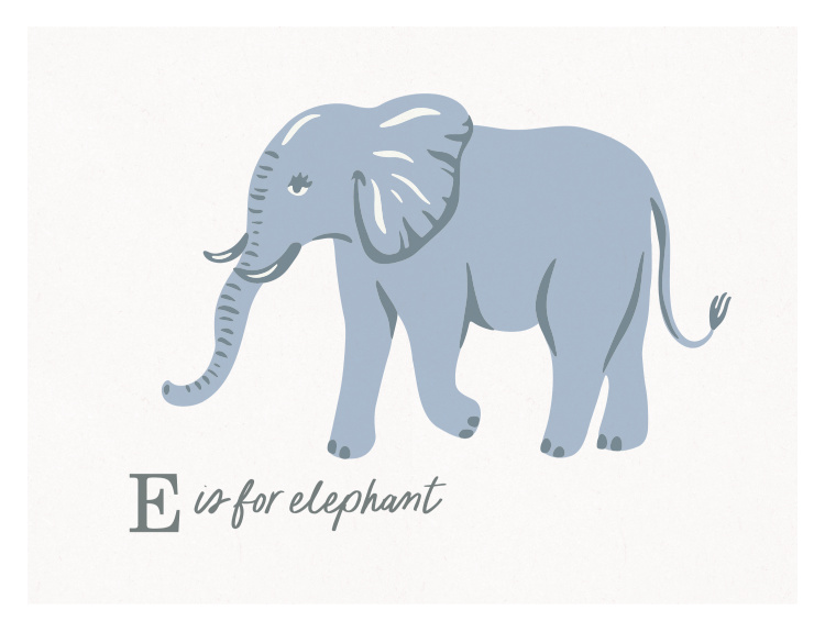 Spark curiosity and learning with this Animal Names Elephant Art Print, featuring a sweet illustrated elephant paired with educational alphabet lettering.