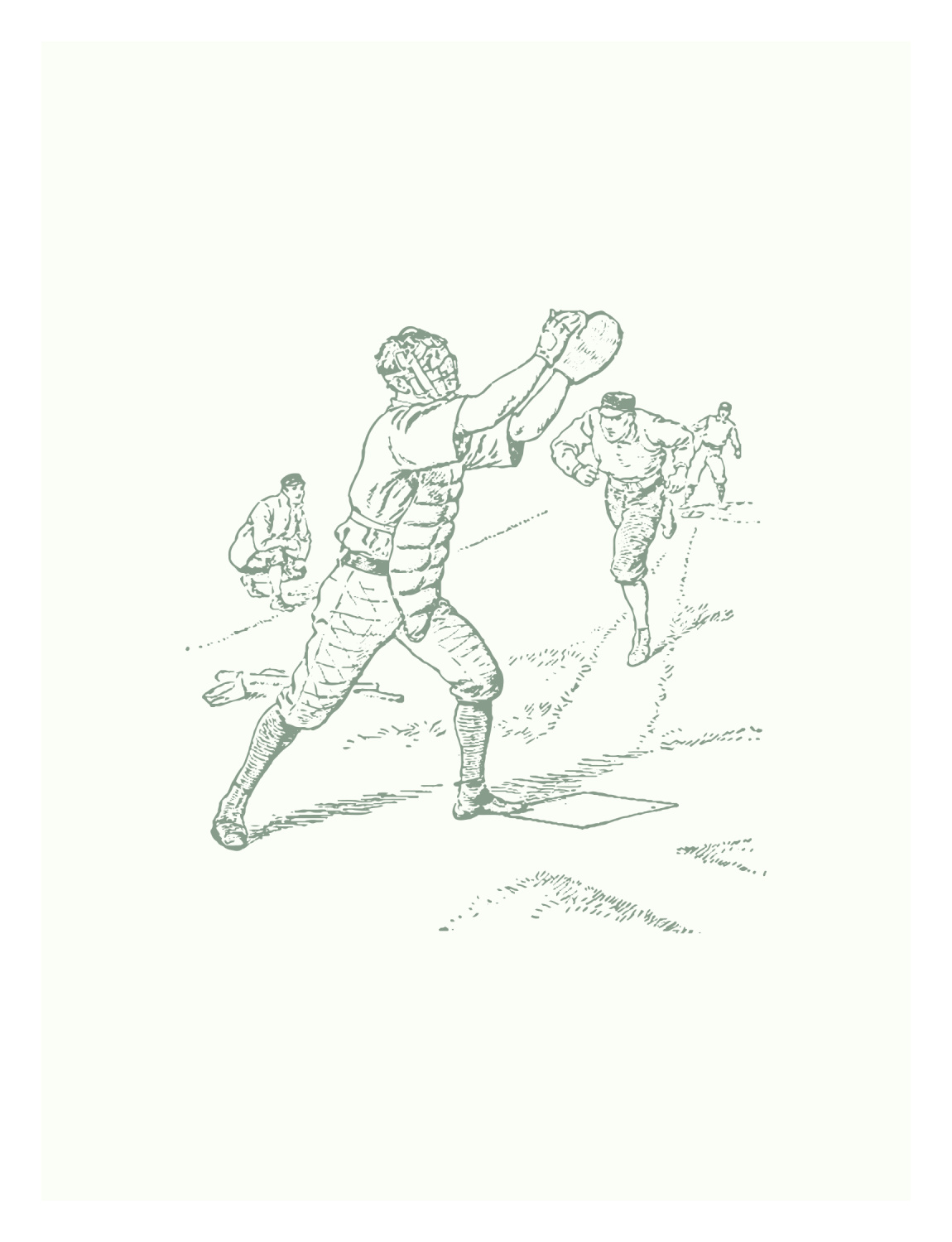 Baseball Toile Three Art Print