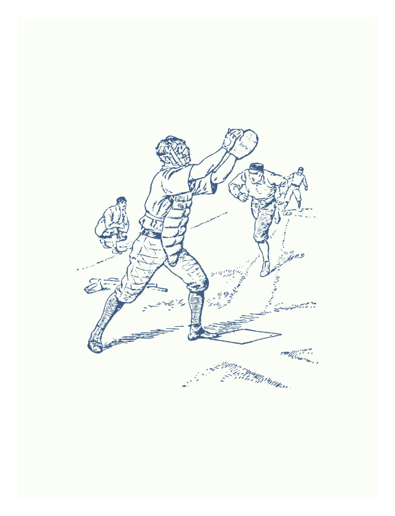 Bring timeless ballpark charm to your space with this vintage baseball toile wallpaper featuring a detailed sketch-style catcher receiving a pitch during a classic baseball game.