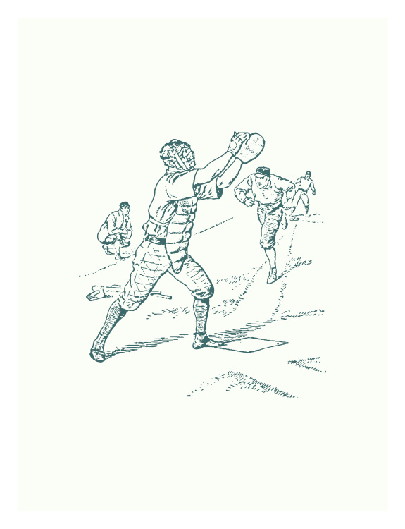 Bring timeless ballpark charm to your space with this vintage baseball toile wallpaper featuring a detailed sketch-style catcher receiving a pitch during a classic baseball game.
