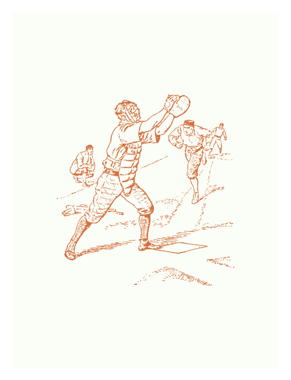 Bring timeless ballpark charm to your space with this vintage baseball toile wallpaper featuring a detailed sketch-style catcher receiving a pitch during a classic baseball game.