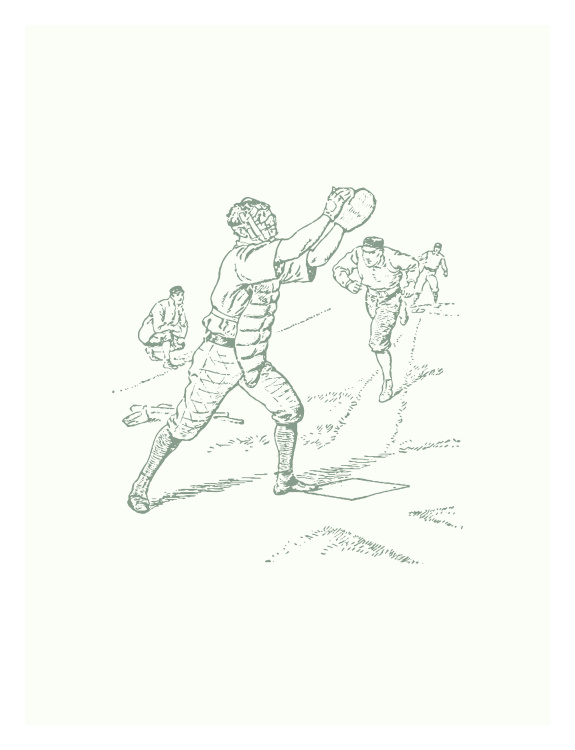 Bring timeless ballpark charm to your space with this vintage baseball toile wallpaper featuring a detailed sketch-style catcher receiving a pitch during a classic baseball game.
