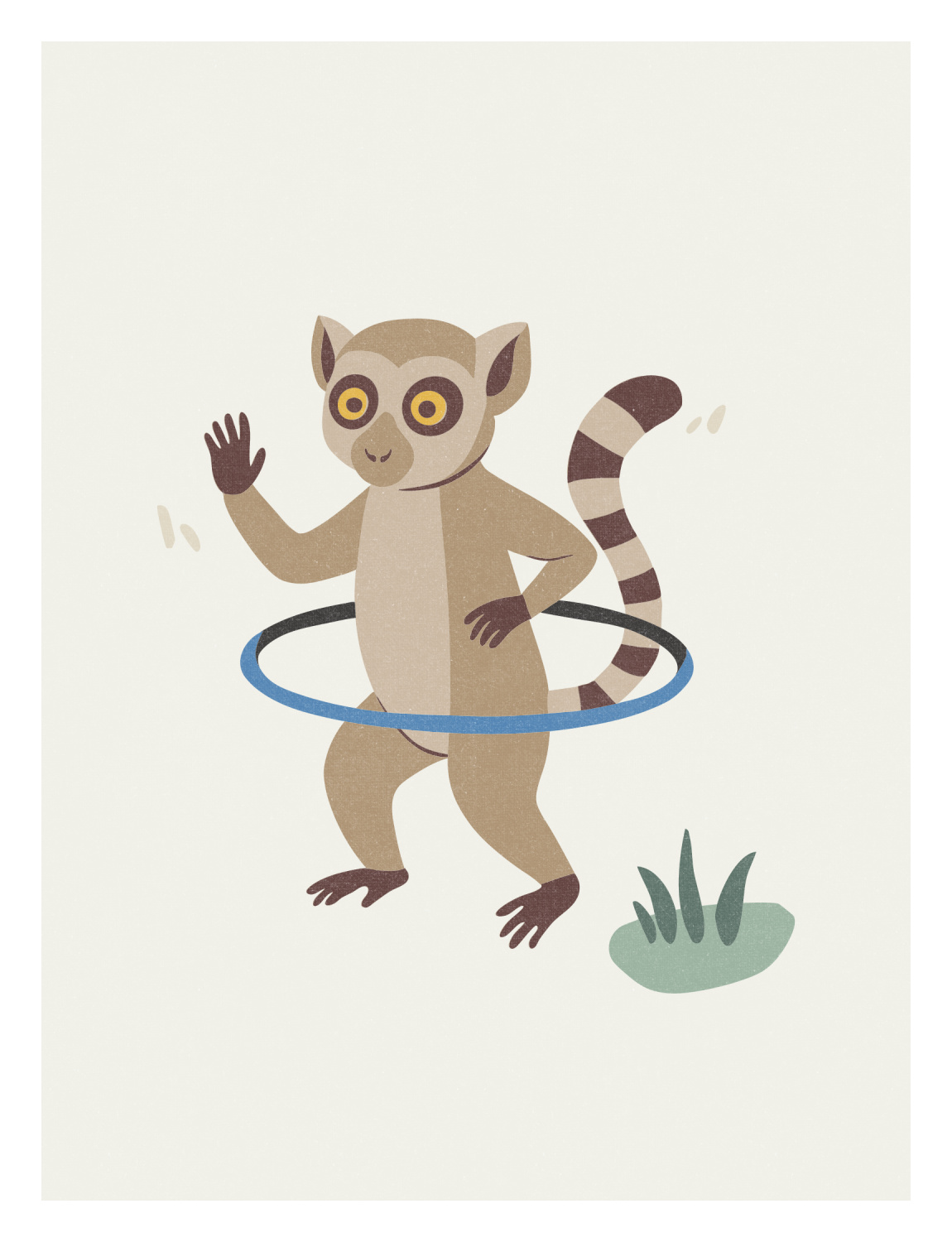 Hula Animals Lemur Art Print