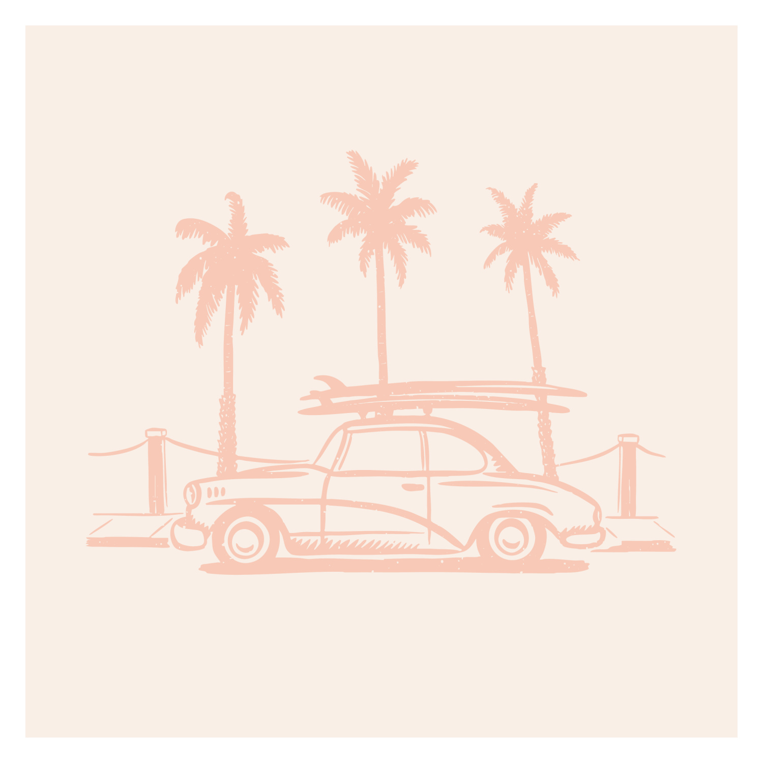 Retro Surf Beach Art Print