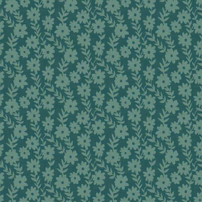 Folk Daisy Wallpaper brings cheerful vintage charm to your home with a whimsical pattern of stylized daisies and winding leafy vines inspired by Scandinavian folk art and retro botanical prints.