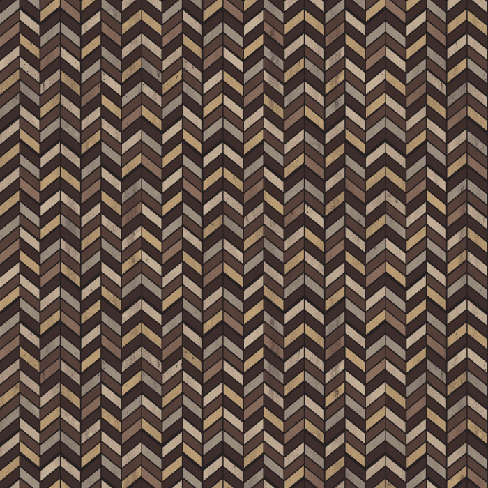 Rich Parquet Wallpaper showcases a sophisticated herringbone wood pattern inspired by classic parquet flooring, handcrafted marquetry, and timeless geometric design.