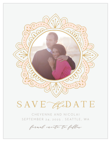 Make a unique and trendy impression with our Modern Moroccan Save the Date Cards.