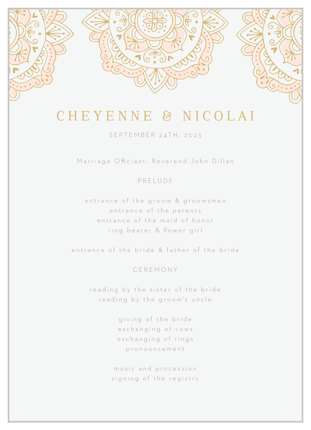 Modern Moroccan Wedding Programs