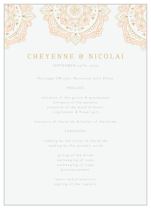 Modern Moroccan Wedding Programs