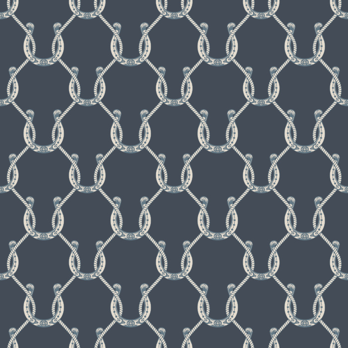 Ranch Ropes Wallpaper features an elegant lattice pattern created from interlocking western ropes and horseshoes, blending equestrian heritage with timeless geometric design.