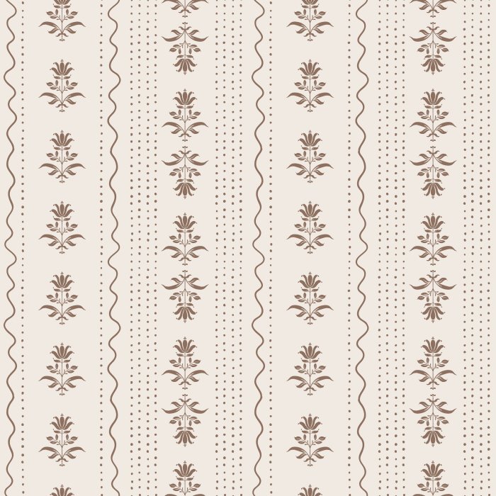 Create a fresh, timeless interior with Scandinavian Sprig Wallpaper, a delicate botanical stripe wallpaper featuring charming floral sprig motifs, dotted accents, and graceful vertical lines inspired by Nordic folk art and Scandinavian textile patterns.