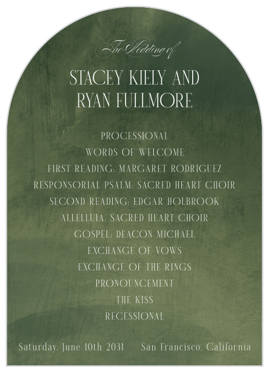 Abstract Texture Wedding Arch Programs feature a graceful arched silhouette, rich artistic texture, and refined typography for an elegant guide to your wedding ceremony.