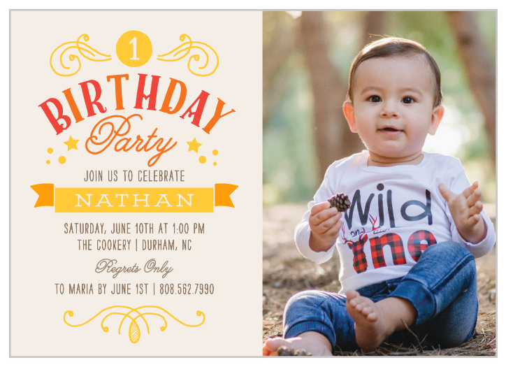 Kickstart your child's birthday celebrations by mailing out our Birthday Swirls First Birthday Invitations!