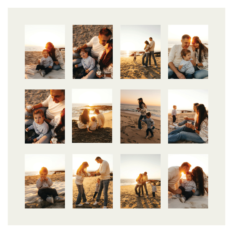 Portrait Collection Photo Art Print brings twelve favorite photographs together in a clean, gallery-inspired grid designed to tell your story through a collection of meaningful moments.