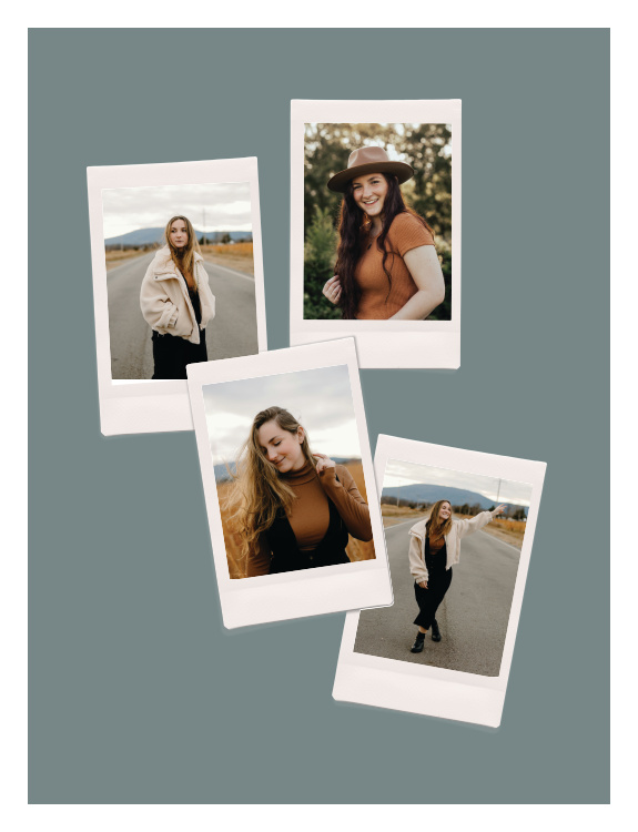 Retro Mini Photo Art Print turns four favorite photographs into a playful arrangement of overlapping instant-film-inspired snapshots.